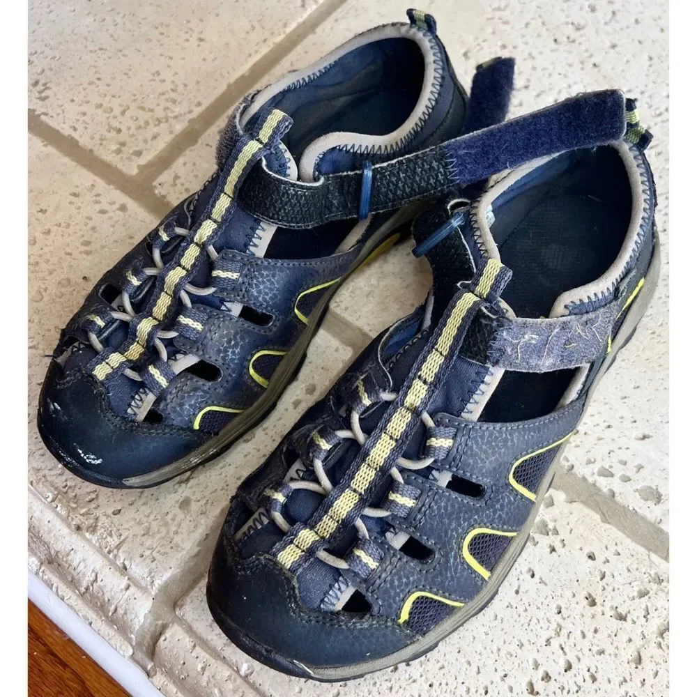Merrell Kids Hydro H2O Hiker Sport Sandals Navy Lime Mesh Leather Sz 3